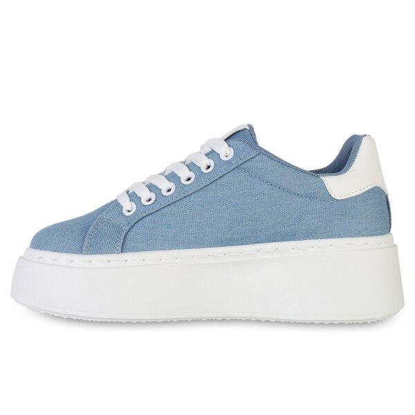 Damen Plateau Sneaker in Hellblau Denim