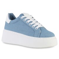 Damen Plateau Sneaker in Hellblau Denim