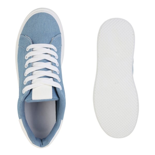 Damen Plateau Sneaker in Hellblau Denim