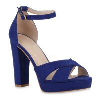 Damen High Heels in Blau Velours