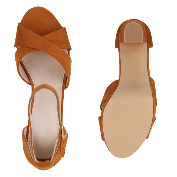 Damen High Heels in Hellbraun Velours