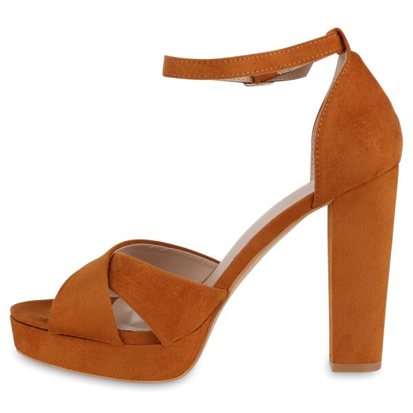 Damen High Heels in Hellbraun Velours