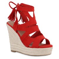 Damen Keilsandaletten in Rot
