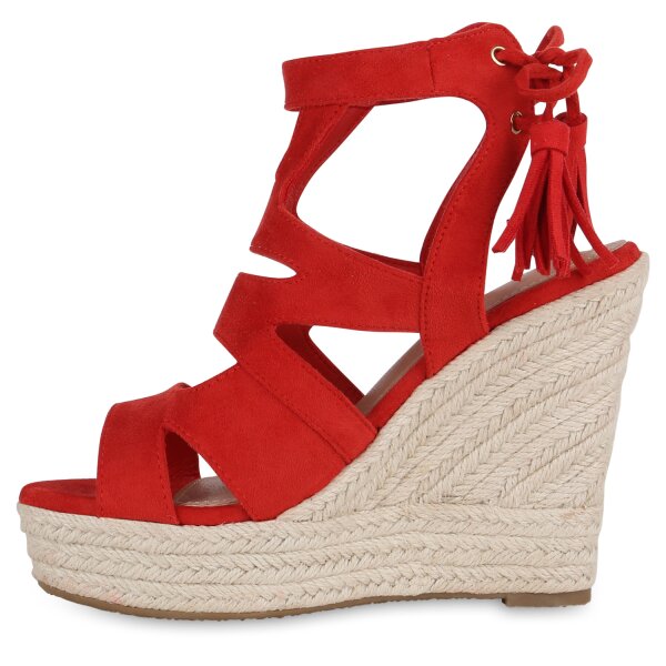 Damen Keilsandaletten in Rot