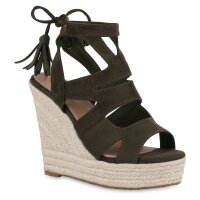 Damen Keilsandaletten in Olivgrün