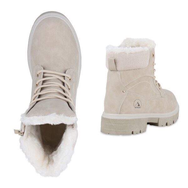 Damen Worker Boots in Beige