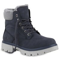 Damen Worker Boots in Dunkelblau
