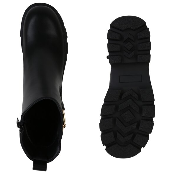 Damen Klassische Stiefeletten in Schwarz PU