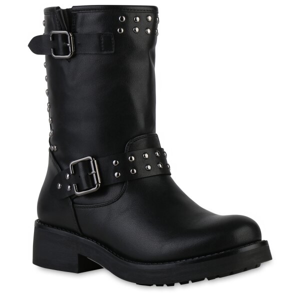 Damen Bikerstiefel in Schwarz
