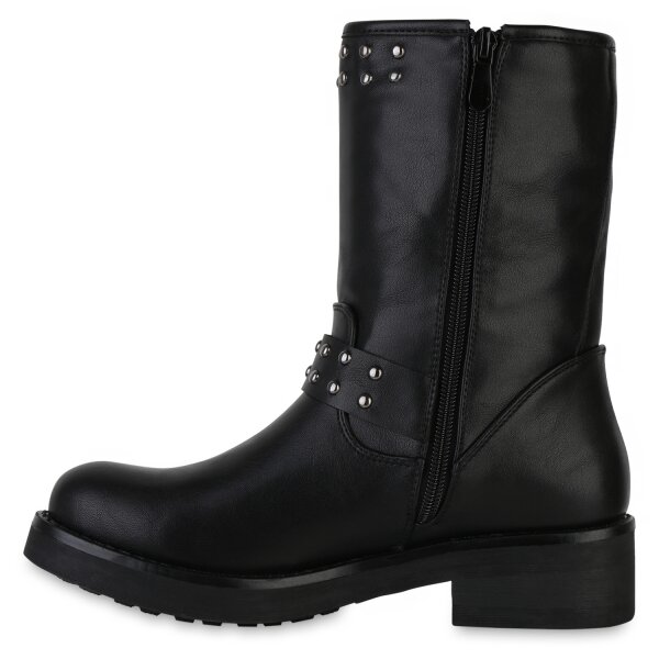 Damen Bikerstiefel in Schwarz
