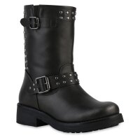 Damen Bikerstiefel in Grau Metallic