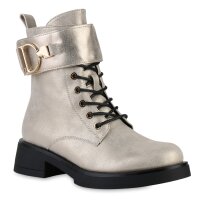 Damen Schnürstiefeletten in Gold