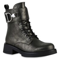Damen Schnürstiefeletten in Grün Metallic