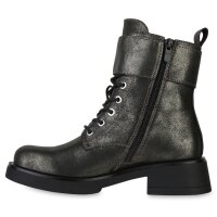 Damen Schnürstiefeletten in Grün Metallic