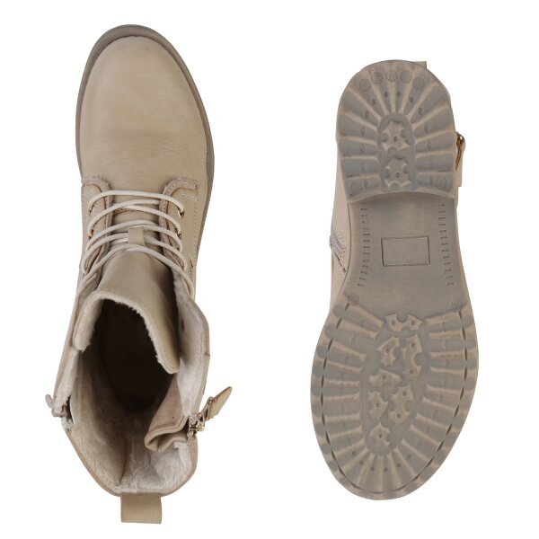 Damen Schnürstiefeletten in Beige