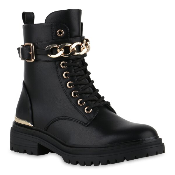 Damen Schnürstiefeletten in Schwarz