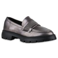 Damen Loafers in Grau Metallic