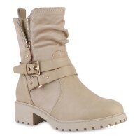 Damen Biker Boots in Beige
