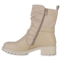 Damen Biker Boots in Beige
