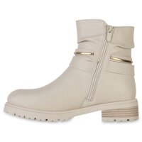 Damen Biker Boots in Beige