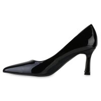 Damen Spitze Pumps in Schwarz Lack