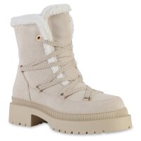 Damen Schnürstiefeletten in Beige