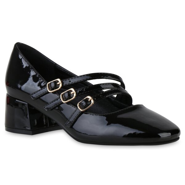 Damen Mary Janes in Schwarz Lack