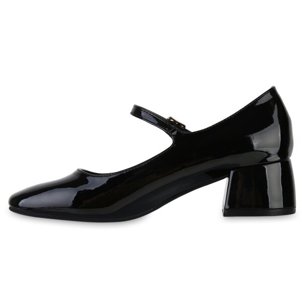 Damen Mary Janes in Schwarz Lack