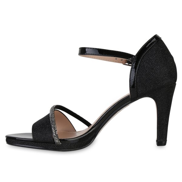 Damen Riemchensandaletten in Schwarz Lack