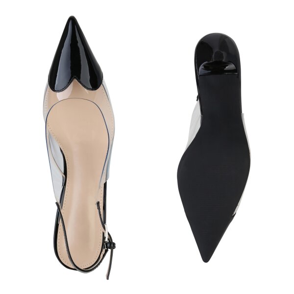 Damen Slingpumps in Schwarz Lack