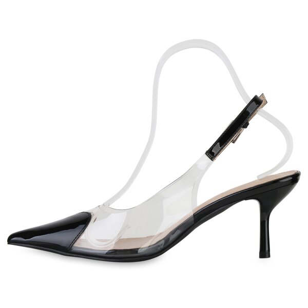 Damen Slingpumps in Schwarz Lack