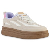 Damen Plateau Sneaker in Beige
