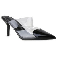 Damen Pantoletten in Schwarz Lack