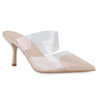 Damen Pantoletten in Beige Lack