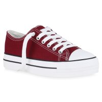 Damen Plateau Sneaker in Dunkelrot
