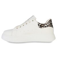 Damen Plateau Sneaker in Beige Leo