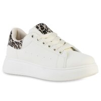 Damen Plateau Sneaker in Beige Leo