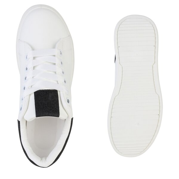 Damen Plateau Sneaker in Weiss Schwarz