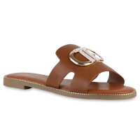 Damen Pantoletten in Hellbraun