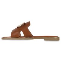 Damen Pantoletten in Hellbraun