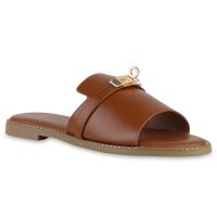 Damen Pantoletten in Hellbraun