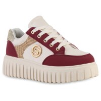 Damen Plateau Sneaker in Dunkelrot