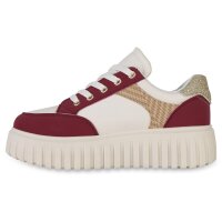 Damen Plateau Sneaker in Dunkelrot