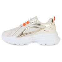 Damen Plateau Sneaker in Beige Metallic