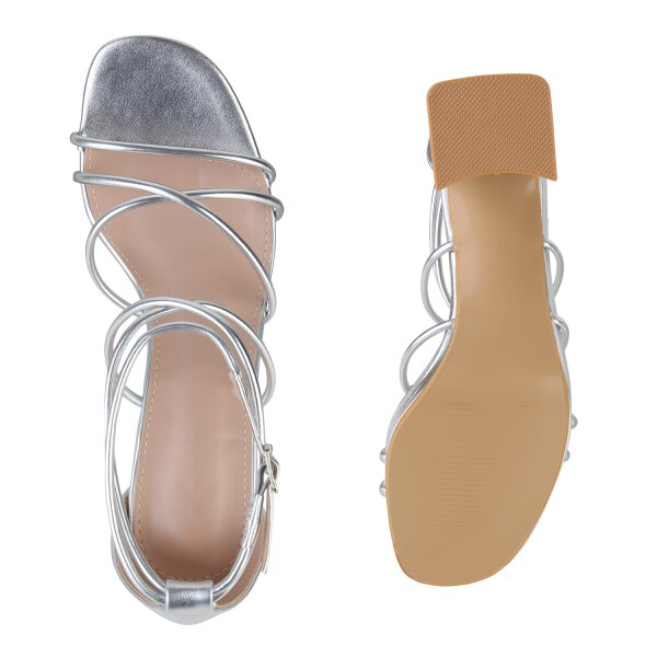 Damen Riemchensandaletten in Silber