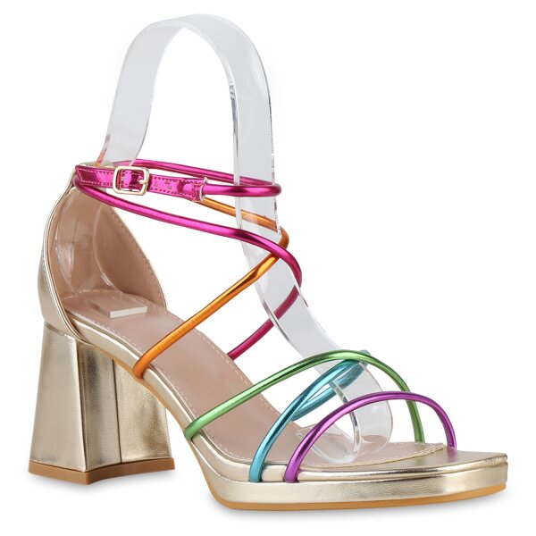 Damen Riemchensandaletten in Mehrfarbig Metallic