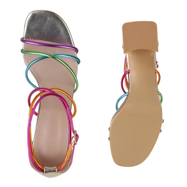 Damen Riemchensandaletten in Mehrfarbig Metallic