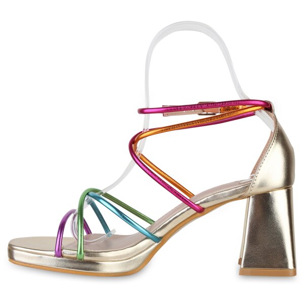 Damen Riemchensandaletten in Mehrfarbig Metallic