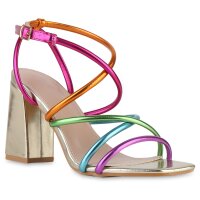 Damen Riemchensandaletten in Mehrfarbig Metallic