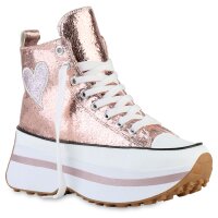 Damen Plateau Sneaker in Rose Gold
